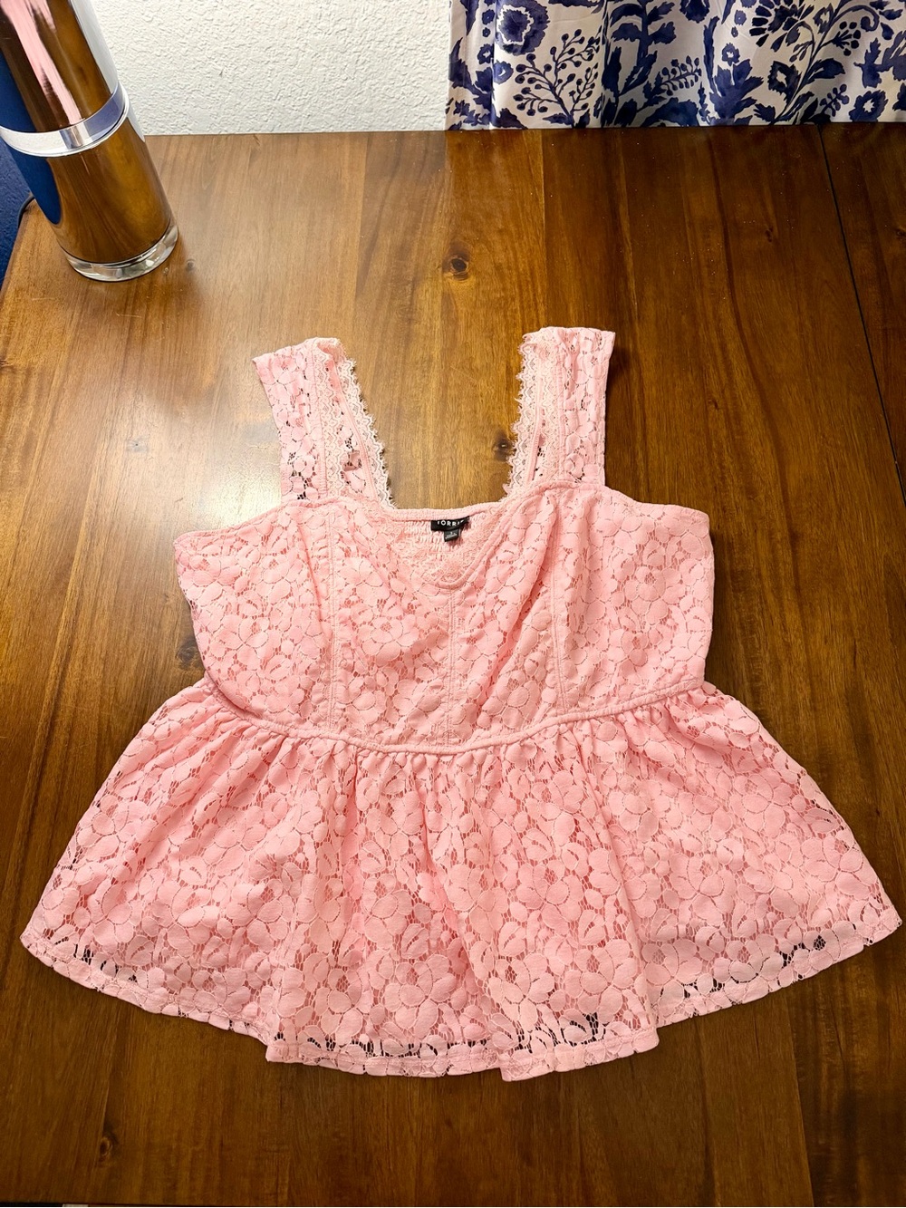 Torrid Pink Lace Peplum Tank Top